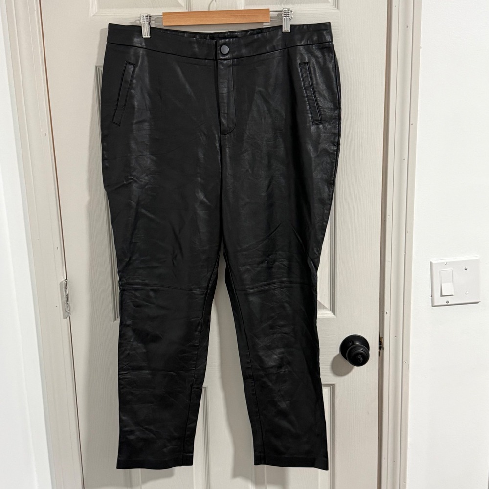 Eloquii Black Faux Leather Pants Womens Plus Size 18 High‎ Rise Edgy Chic Moto